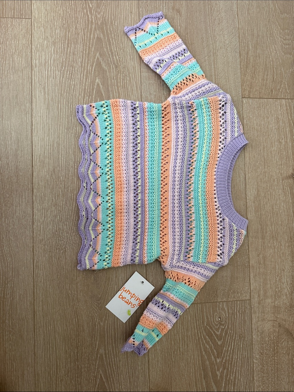 jumping beans Pastel Striped Knit Sweater - Lavender, Peach, Mint, White